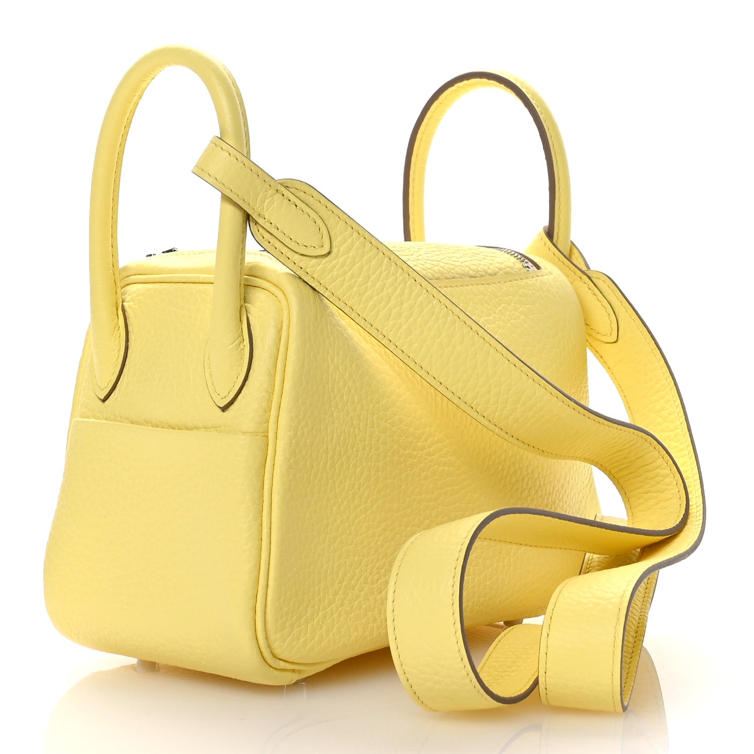 Hermes Taurillon Clemence Mini Lindy 20 Limoncello 3 of 10