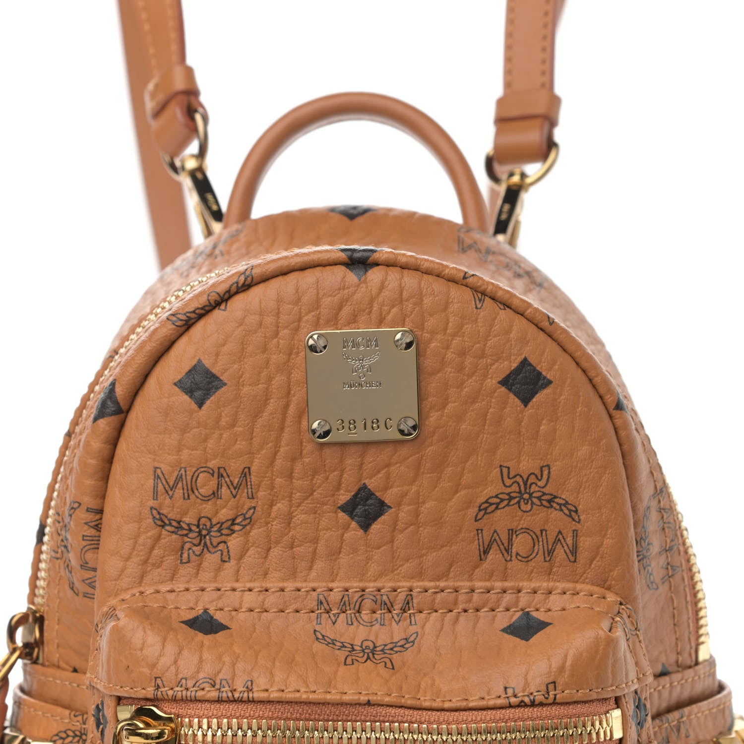 MCM Visetos Side Stud X-Mini Stark Backpack Cognac 8 of 10