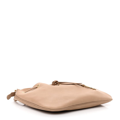 Saint Laurent Calfskin Medium Paris VII Flat Hobo Biscuit Beige 5 of 12