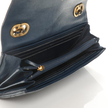 Chanel Patent Goatskin Quilted Small CC Eyelet Wallet On Chain WOC Blue 6 of 9