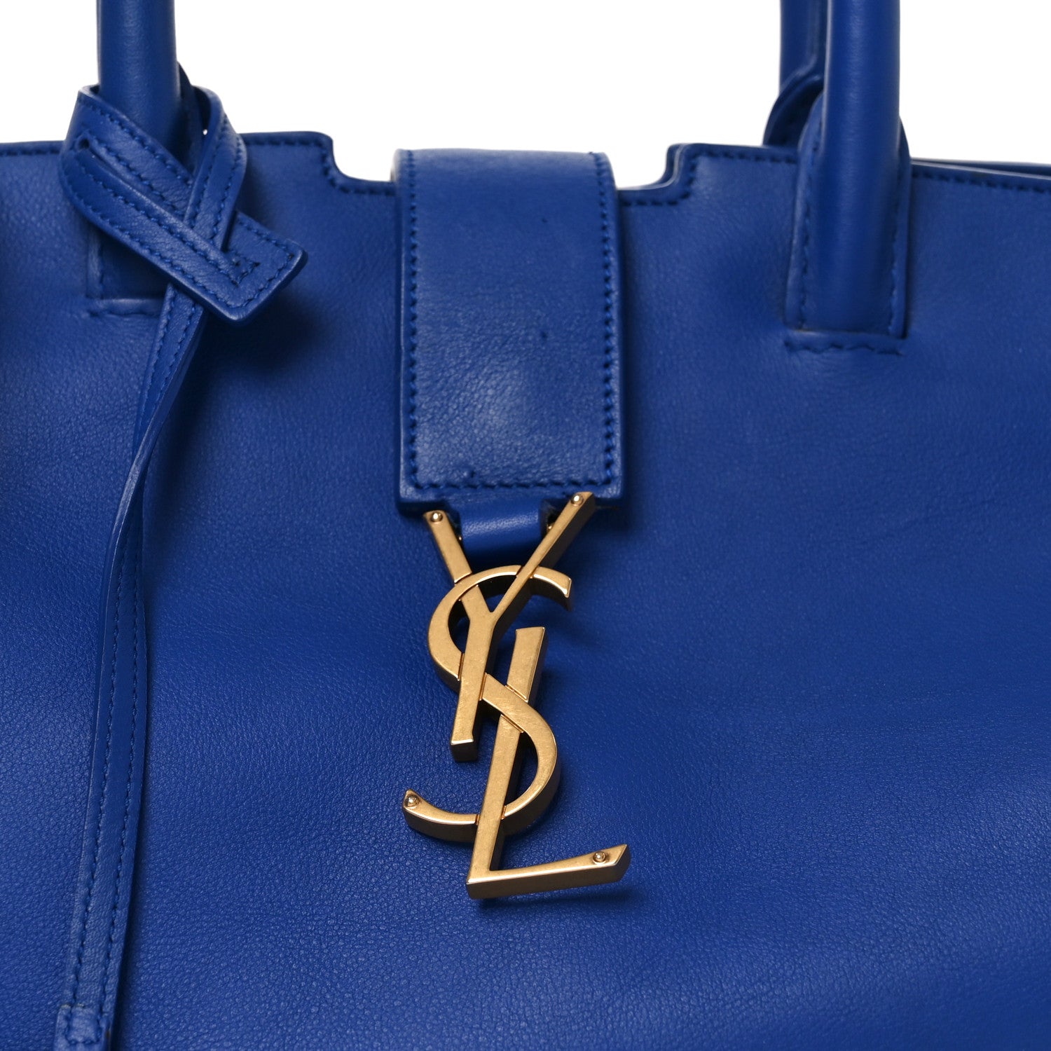 Saint Laurent Calfskin Suede Small Monogram Downtown Cabas Blue Majorelle 8 of 10