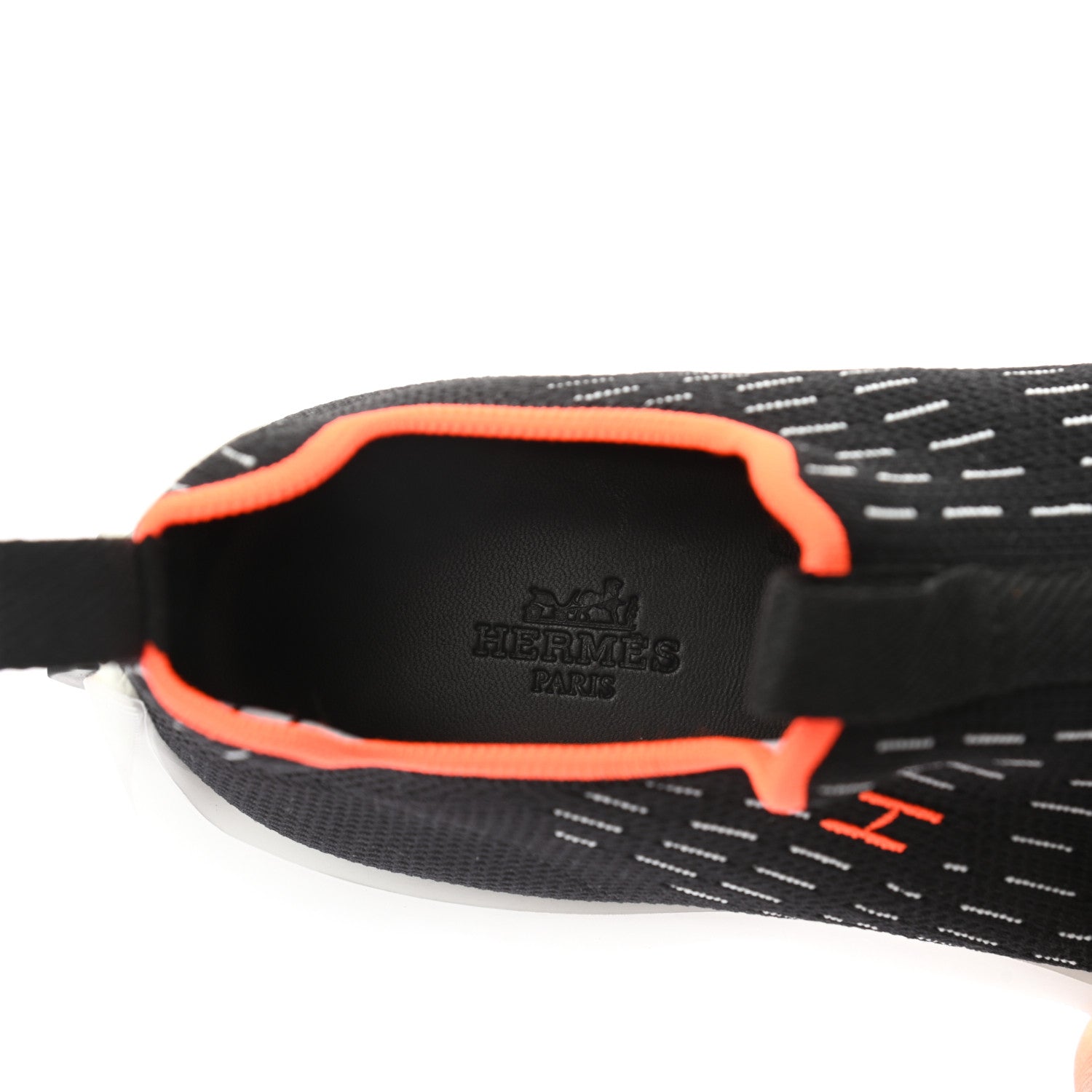 Hermes Technical Canvas Goatskin Womens Eclair Sneakers 38 Black 10 of 12