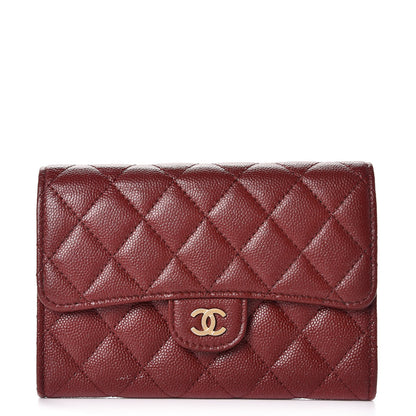 Chanel Iridescent Caviar Quilted Medium Flap Wallet Burgundy 1 of 10