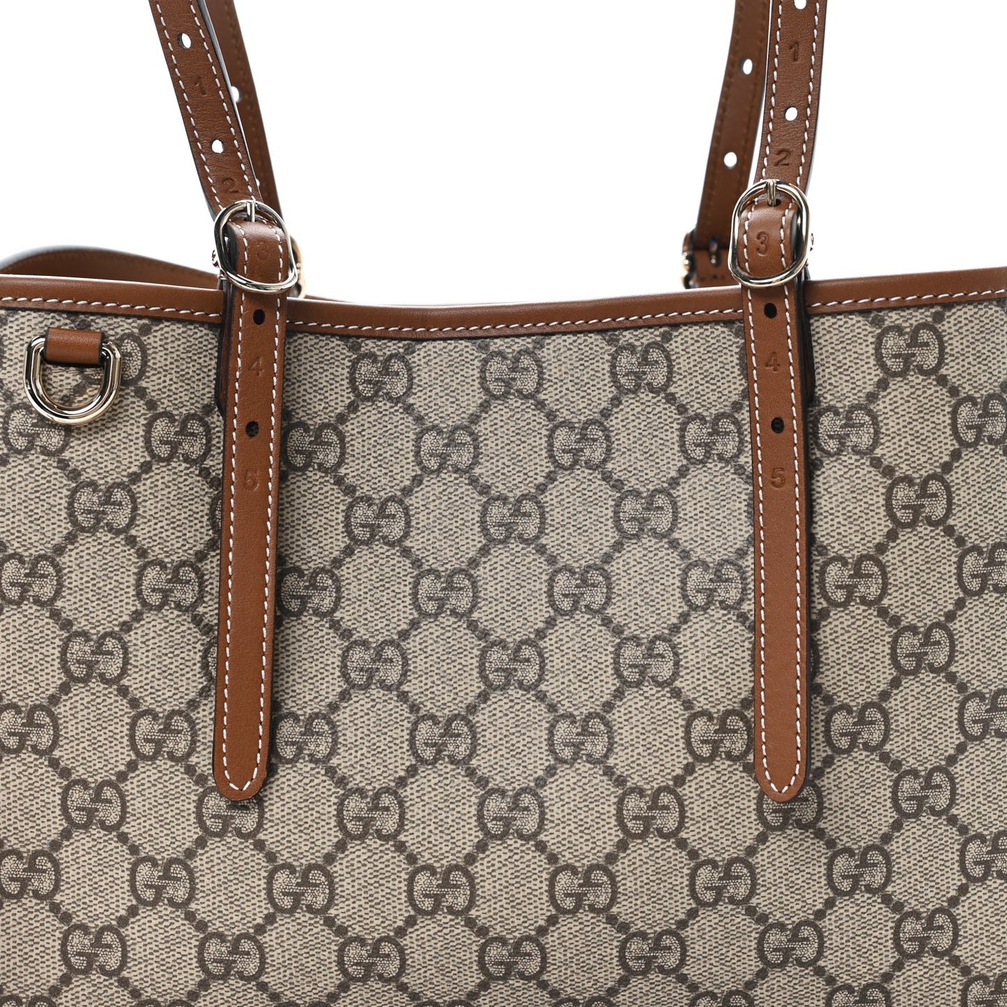 GG Supreme Monogram Emblem Medium Tote Bag Beige Dark Brown