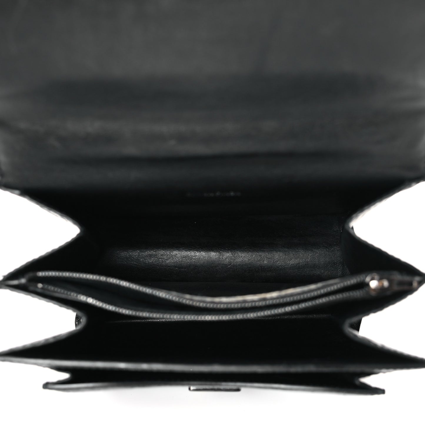 Shiny Calfskin Monochrome Crocodile Embossed S Sharp Chain Shoulder Bag Black