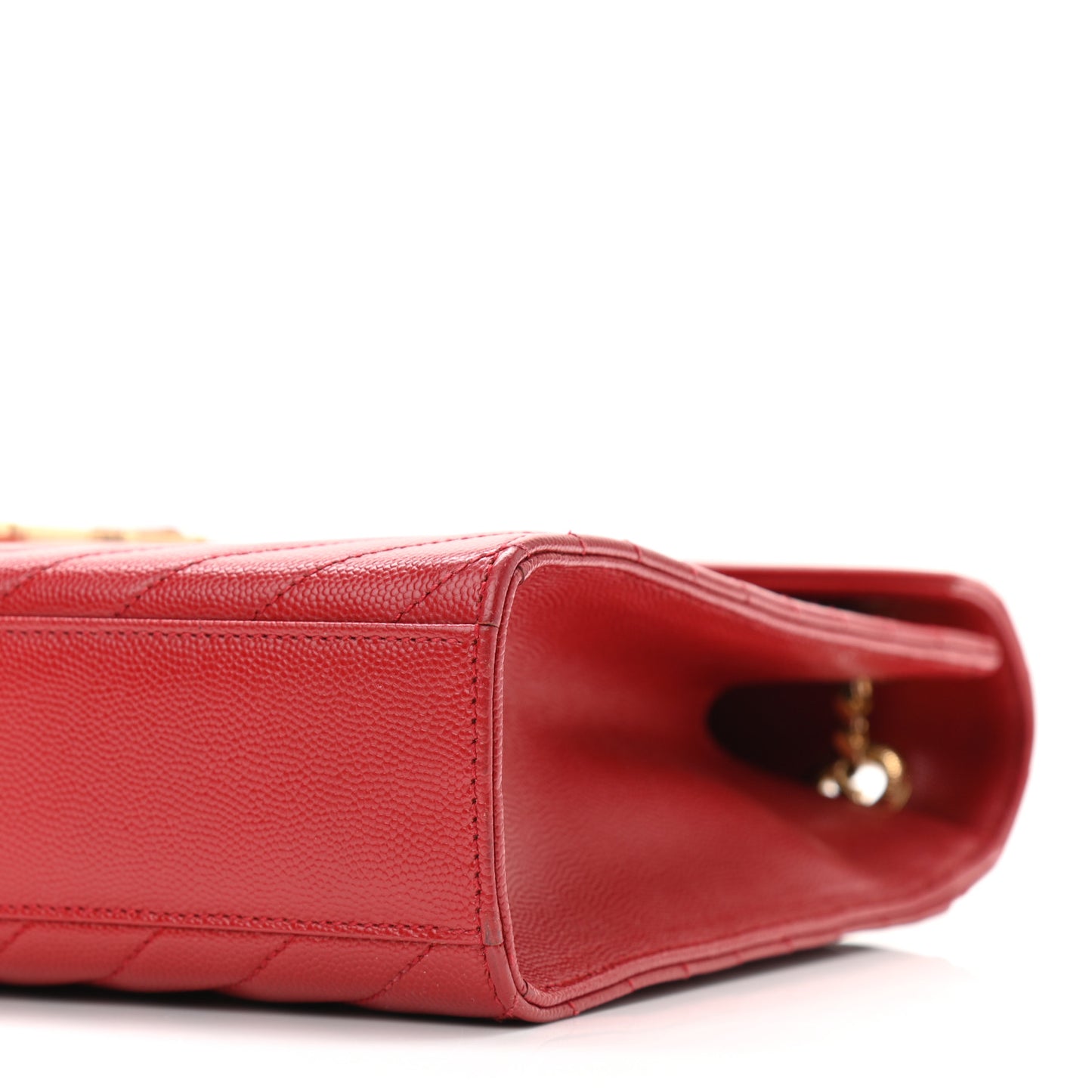Grain De Poudre Matelasse Chevron Large Monogram Satchel Lipstick Red