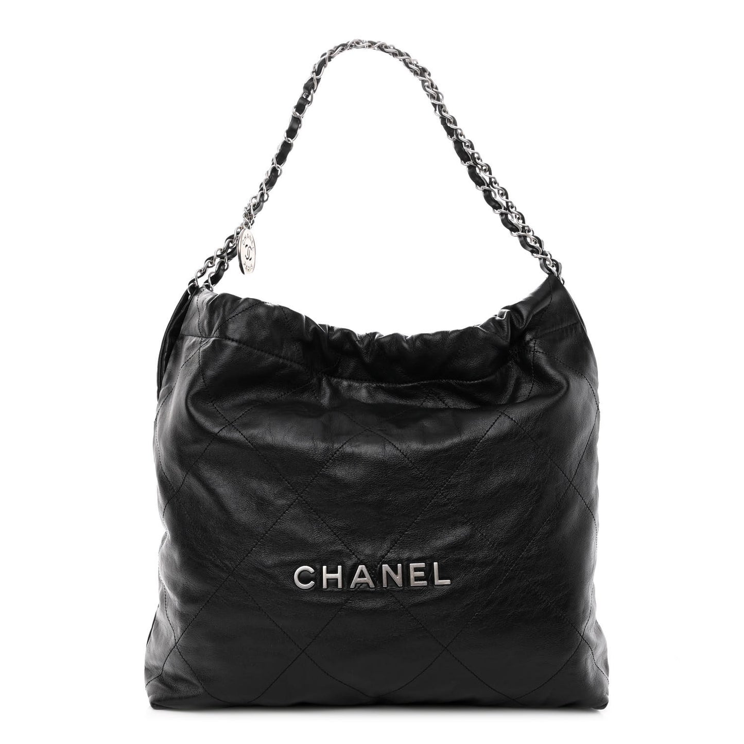 Shiny Calfskin Quilted Chanel 22 Black
