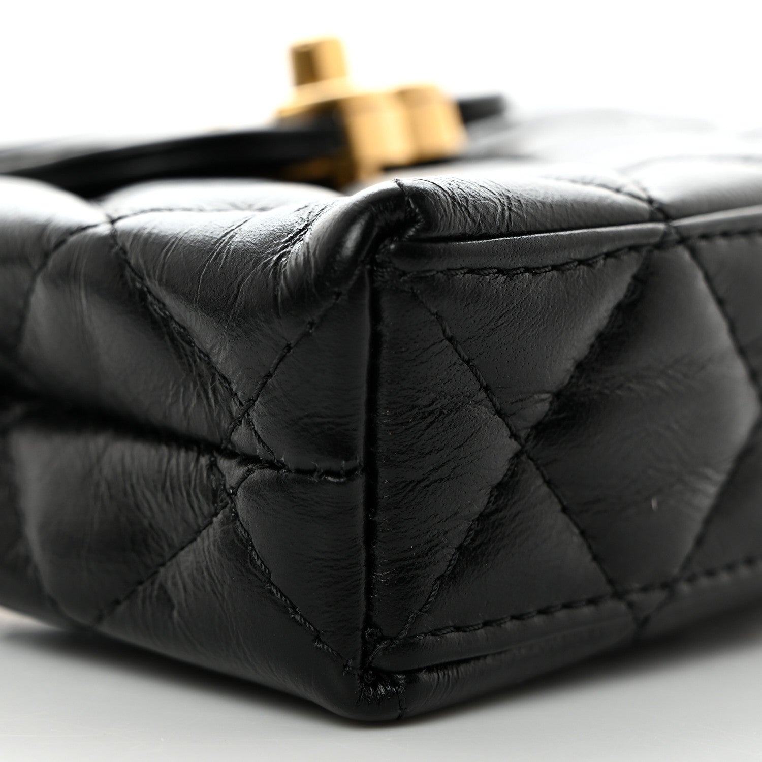 Chanel Shiny Aged Calfskin Quilted Mini Nano Kelly Shopper Black 9 of 11