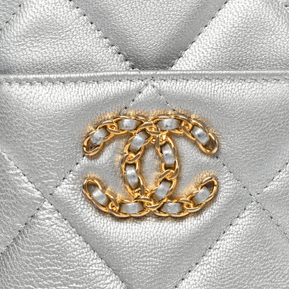 Chanel Lambskin Quilted Chanel 19 Phone and Card Holder Silver 9 of 10