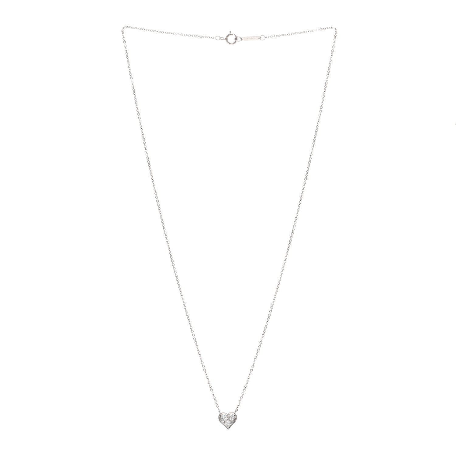 Tiffany Platinum Diamond Heart Pendant Necklace 3 of 4
