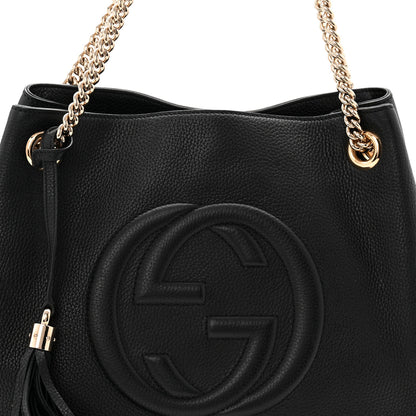 Gucci Pebbled Calfskin Medium Soho Chain Shoulder Bag Black 8 of 11