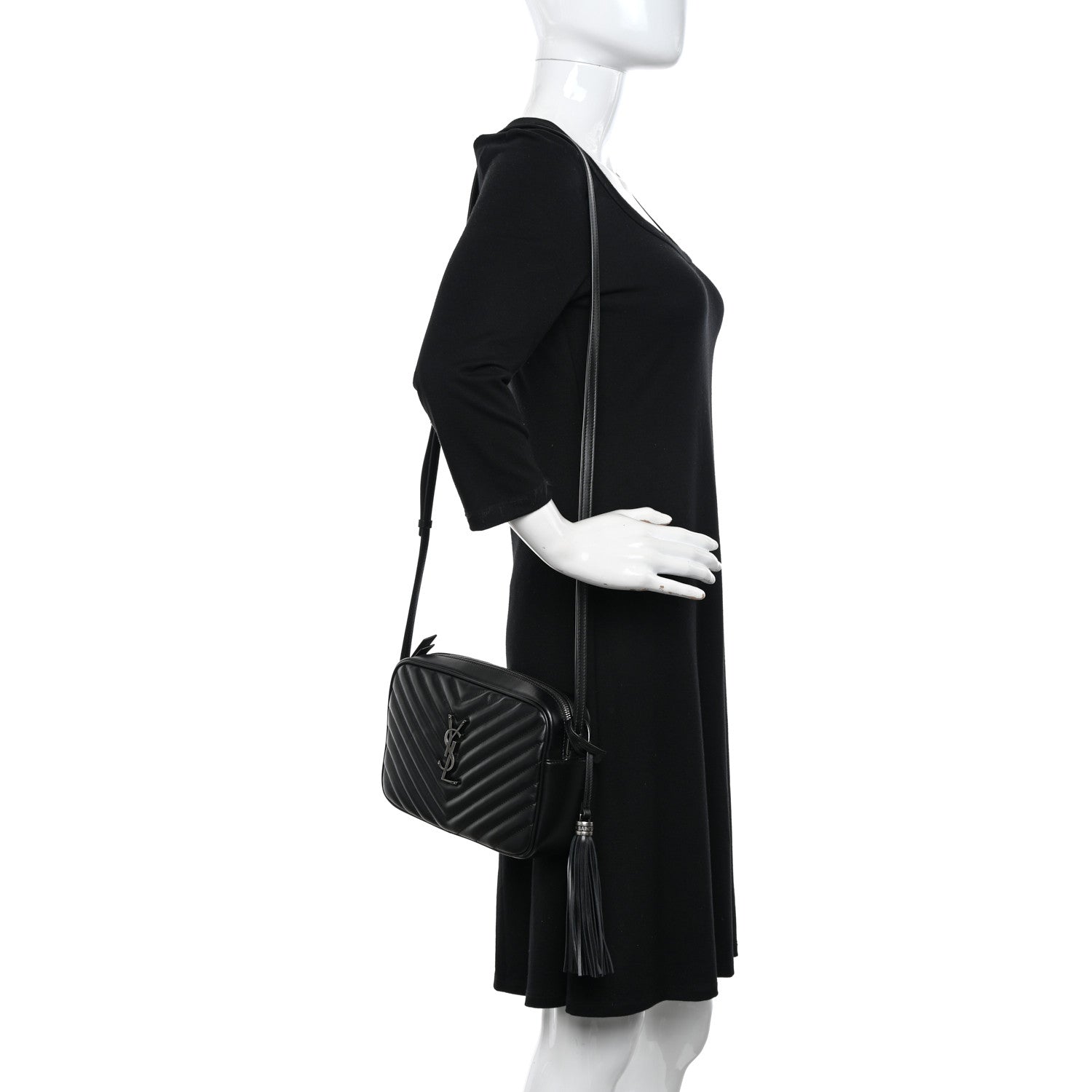 Saint Laurent Calfskin Matelasse Monogram Lou Camera Bag Black 2 of 11