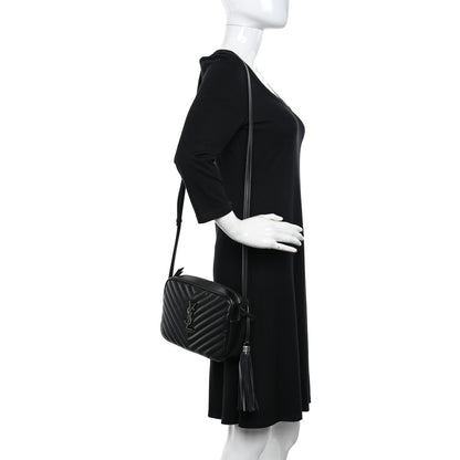 Saint Laurent Calfskin Matelasse Monogram Lou Camera Bag Black 2 of 11