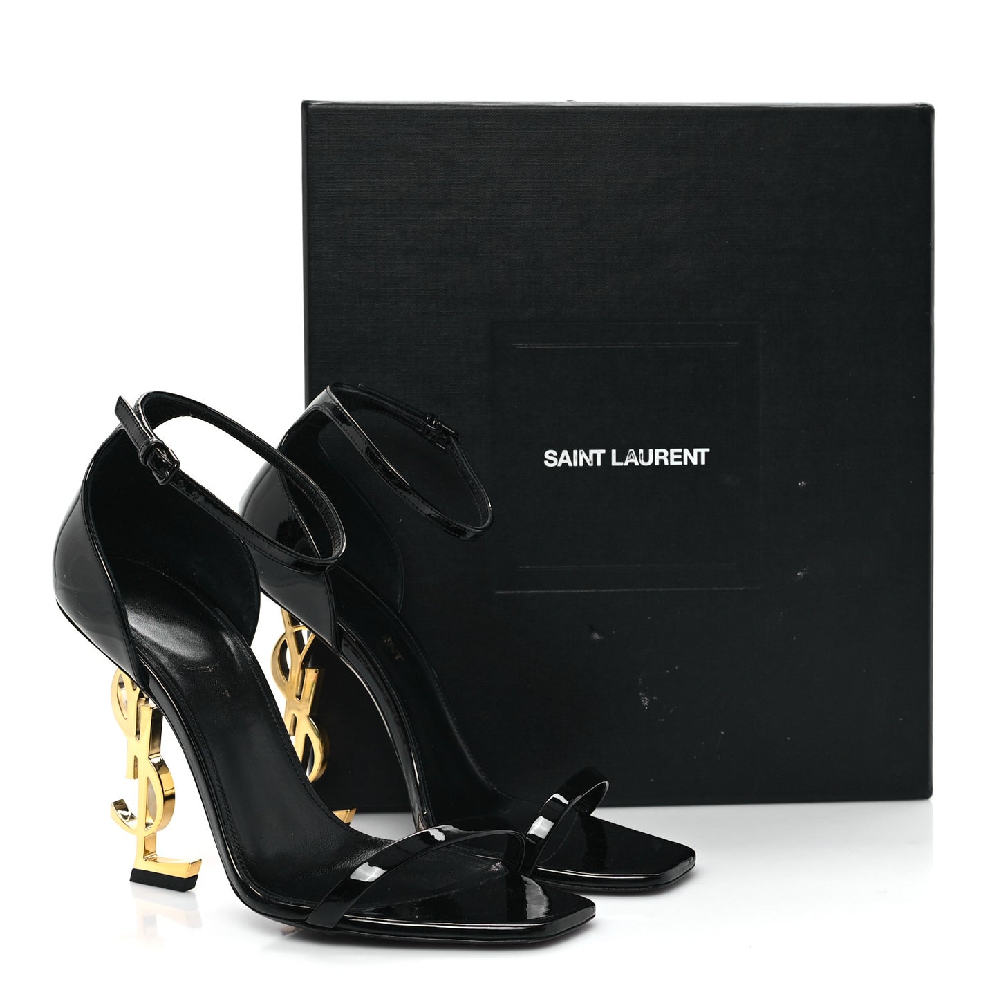Patent Calfskin Opyum 110 Sandals 37.5 Black Gold