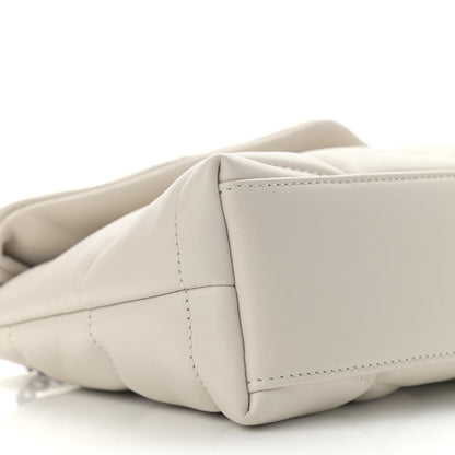 Saint Laurent Lambskin Quilted Toy Loulou Puffer Monogram Chain Satchel Blanc Vintage 10 of 12