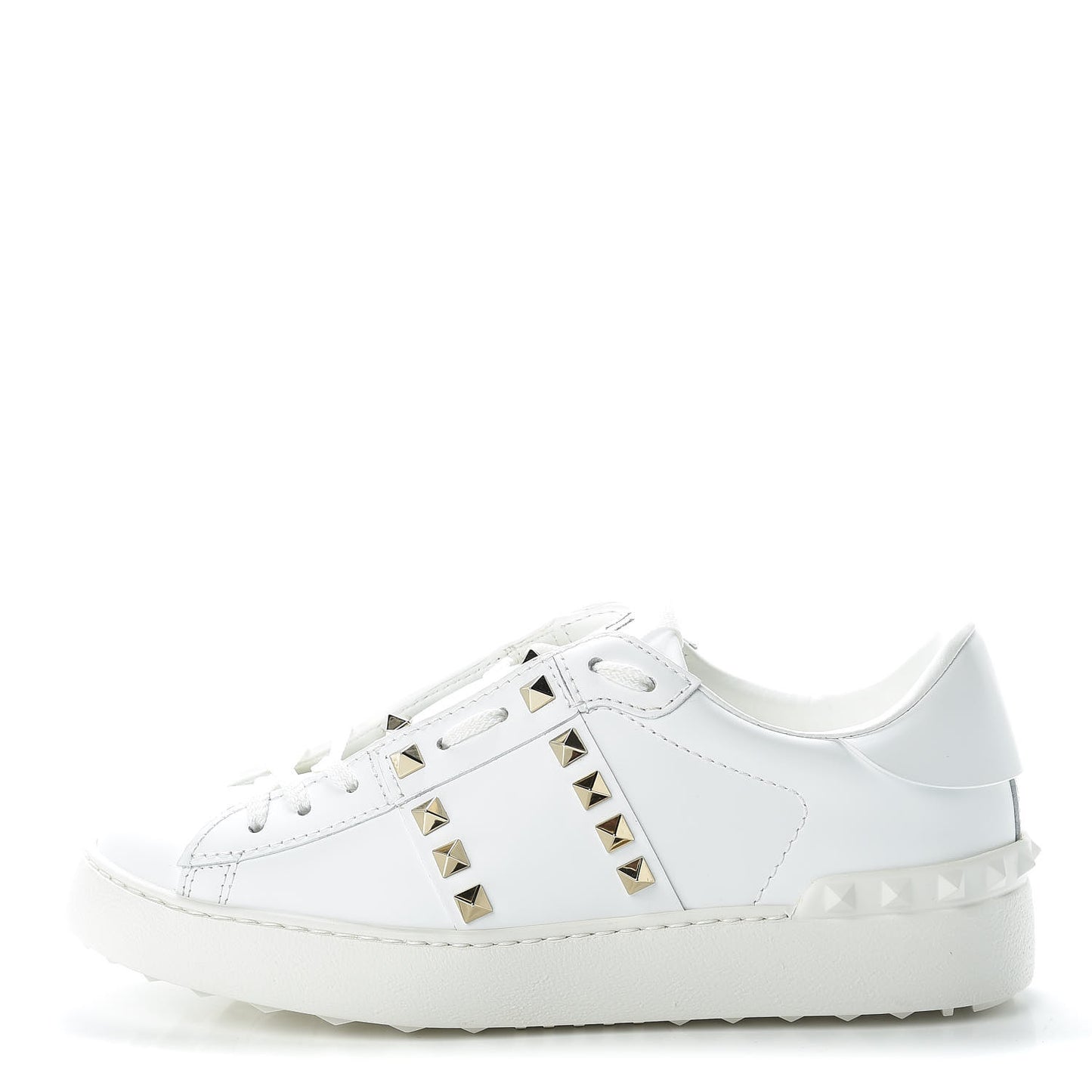 Calfskin Rockstud Untitled Open Sneakers 37.5 White