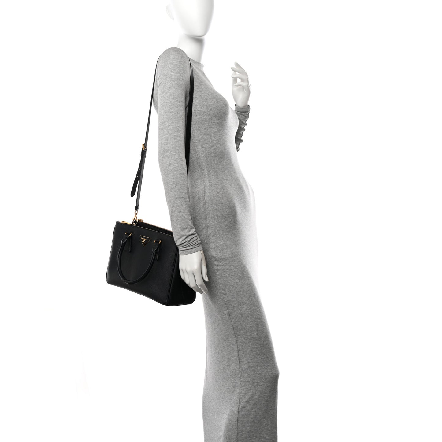Saffiano Small Galleria Double Zip Tote Black