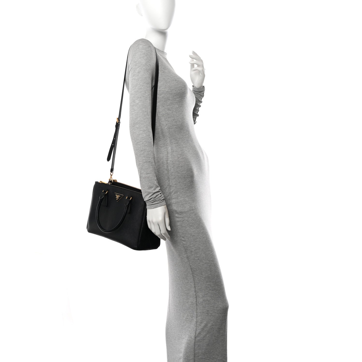 Prada Saffiano Small Galleria Double Zip Tote Black 2 of 10
