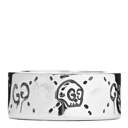 Gucci Sterling Silver GucciGhost Hamlet Skull Band Ring 52 6 1 of 5