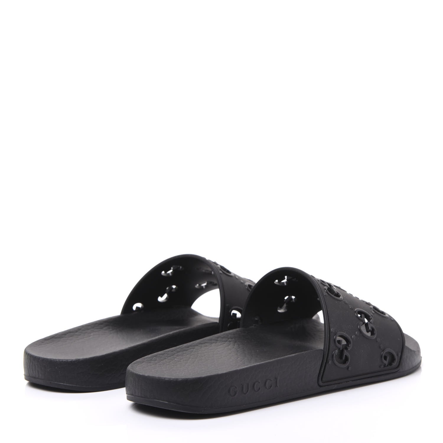 Gucci Rubber GG Monogram Perforated Womens Slide Sandals 38 Black 4 of 7
