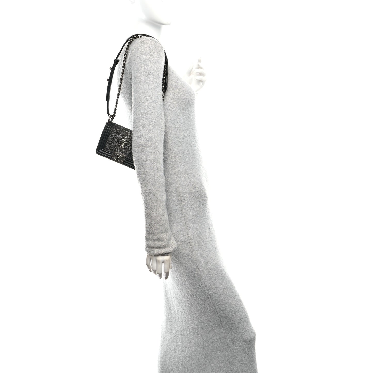 Galuchat Stingray Mini Boy Flap Black Silver