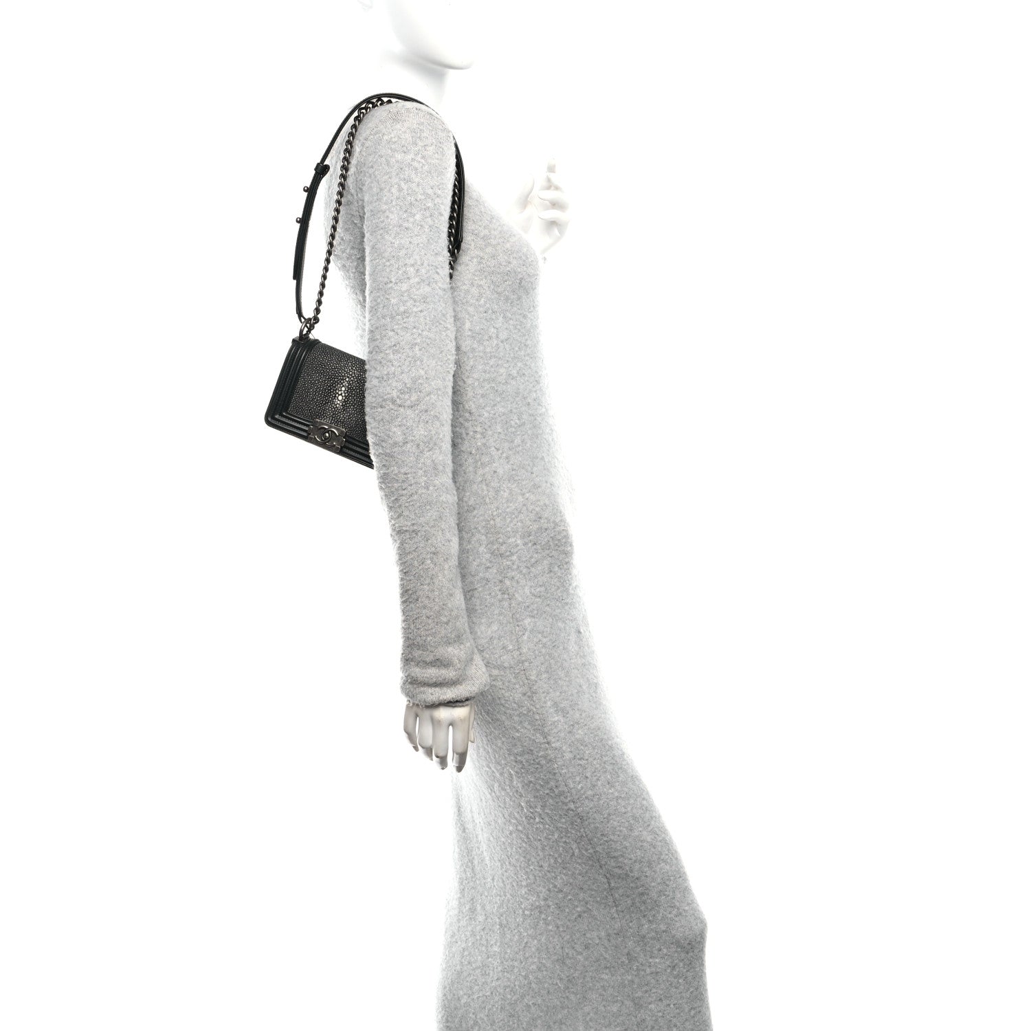 Chanel Galuchat Stingray Mini Boy Flap Black Silver 2 of 10