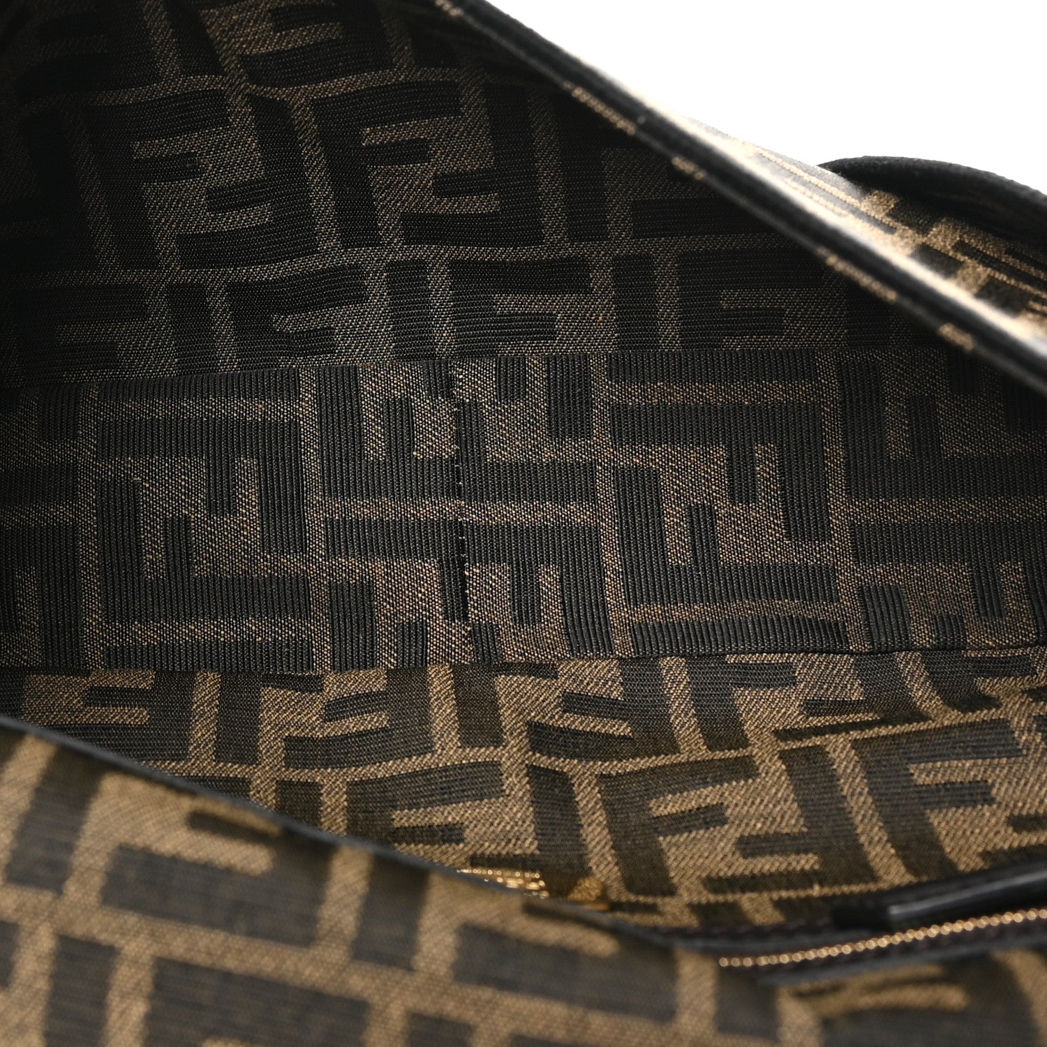 Fendi Fabric Jacquard FF 1974 Medium Baguette Tobacco Moro Black 5 of 11