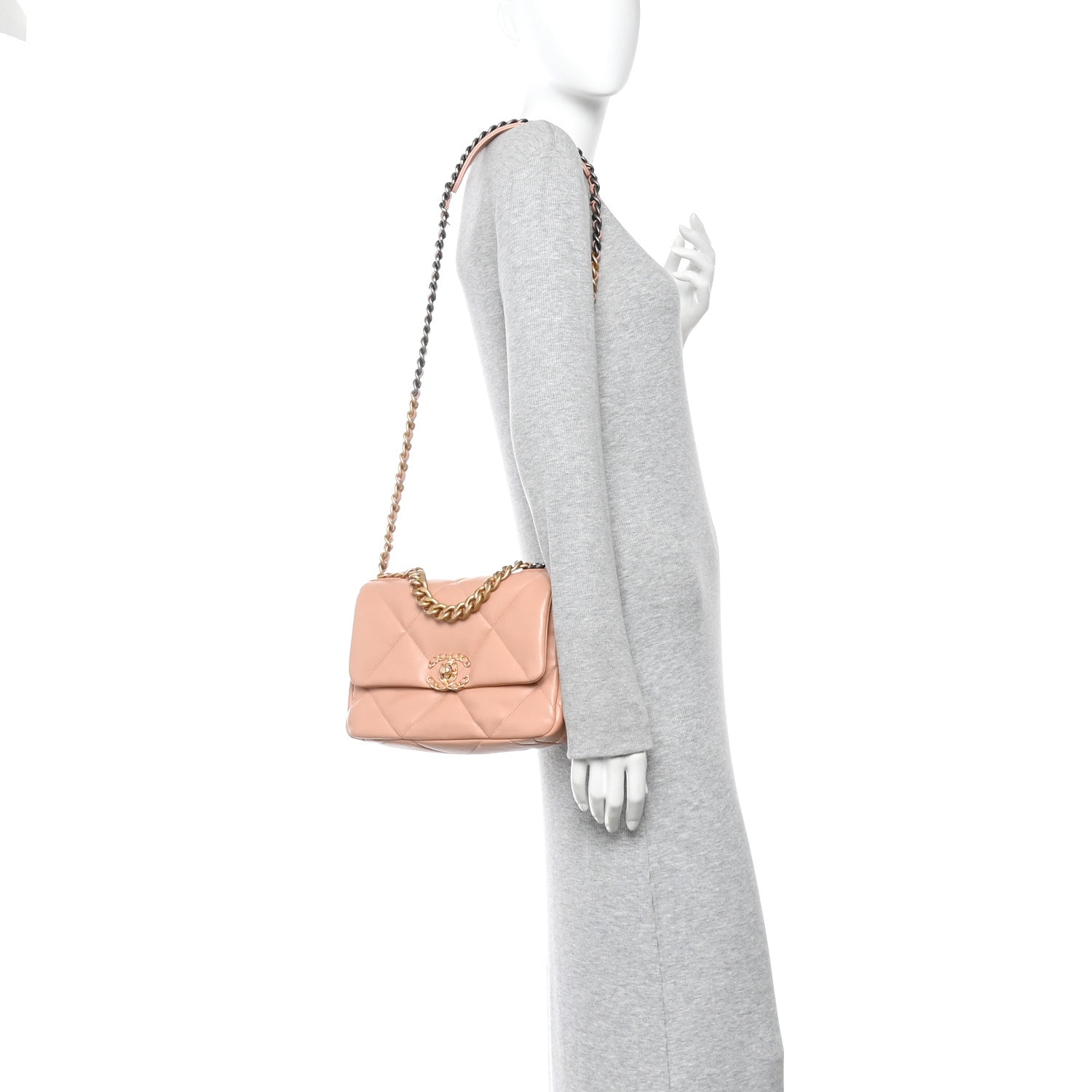 Chanel Lambskin Quilted Medium Chanel 19 Flap Beige 2 of 11