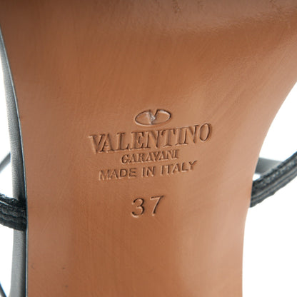 Valentino Garavani Calfskin Mask Embossed Gladiator Sandals 37 Brown Black 6 of 7