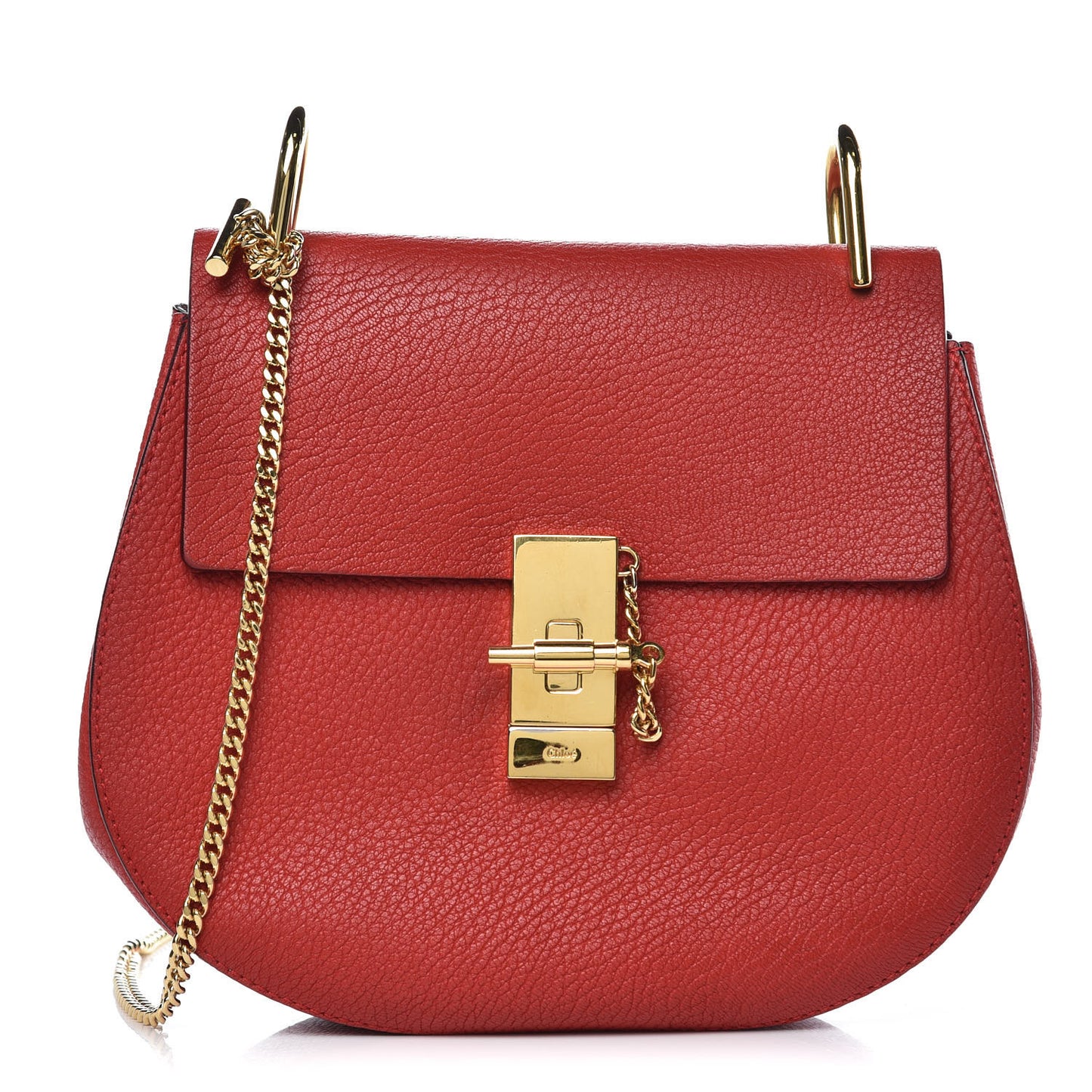 Grained Lambskin Drew Shoulder Bag Plaid Red