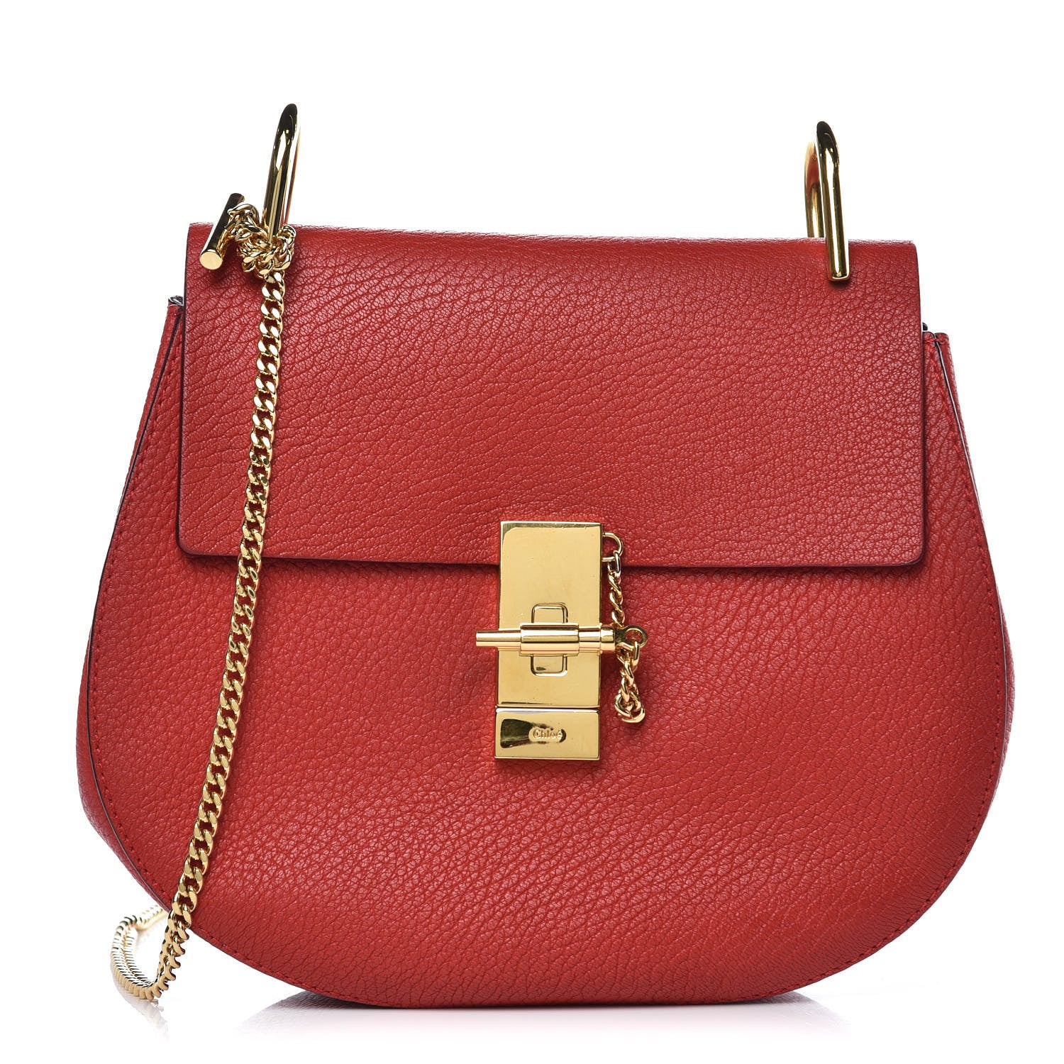 Chloe Grained Lambskin Drew Shoulder Bag Plaid Red 1 of 7
