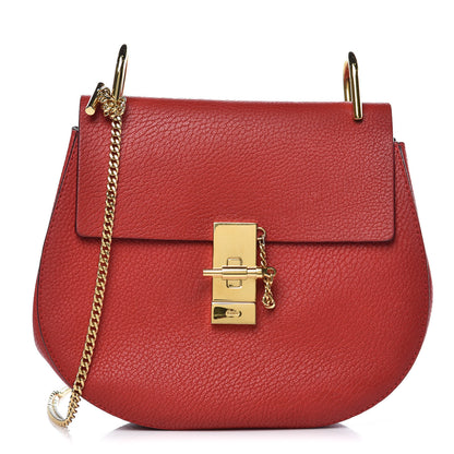 Chloe Grained Lambskin Drew Shoulder Bag Plaid Red 1 of 7