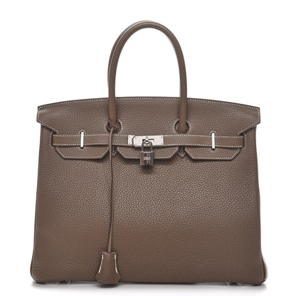 Hermes Taurillon Clemence Birkin 35 Etoupe 1 of 30