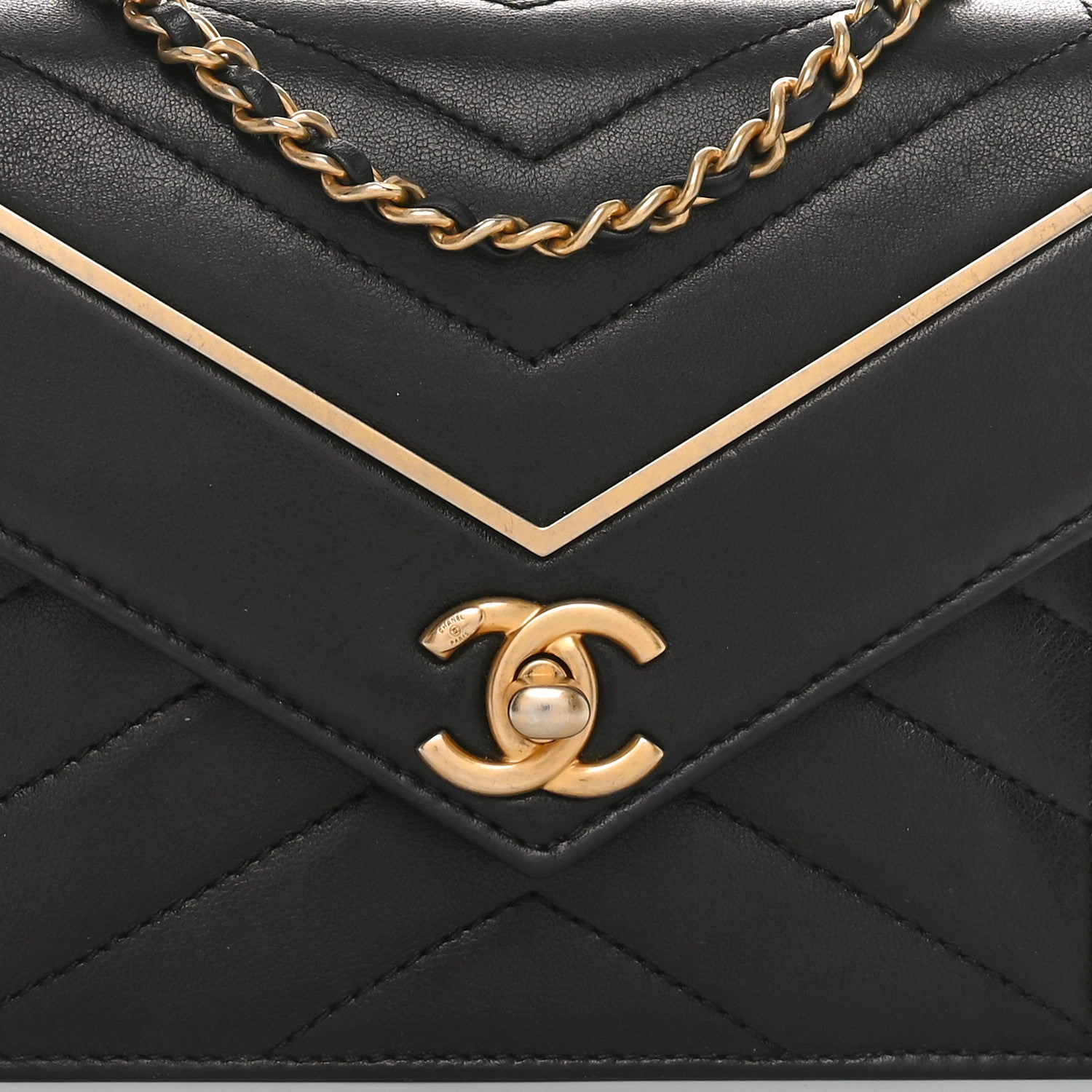 Chanel Lambskin Reversed Chevron Quilted Flap Black 8 of 10