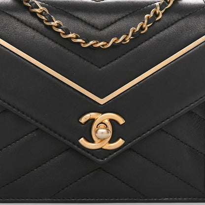 Chanel Lambskin Reversed Chevron Quilted Flap Black 8 of 10