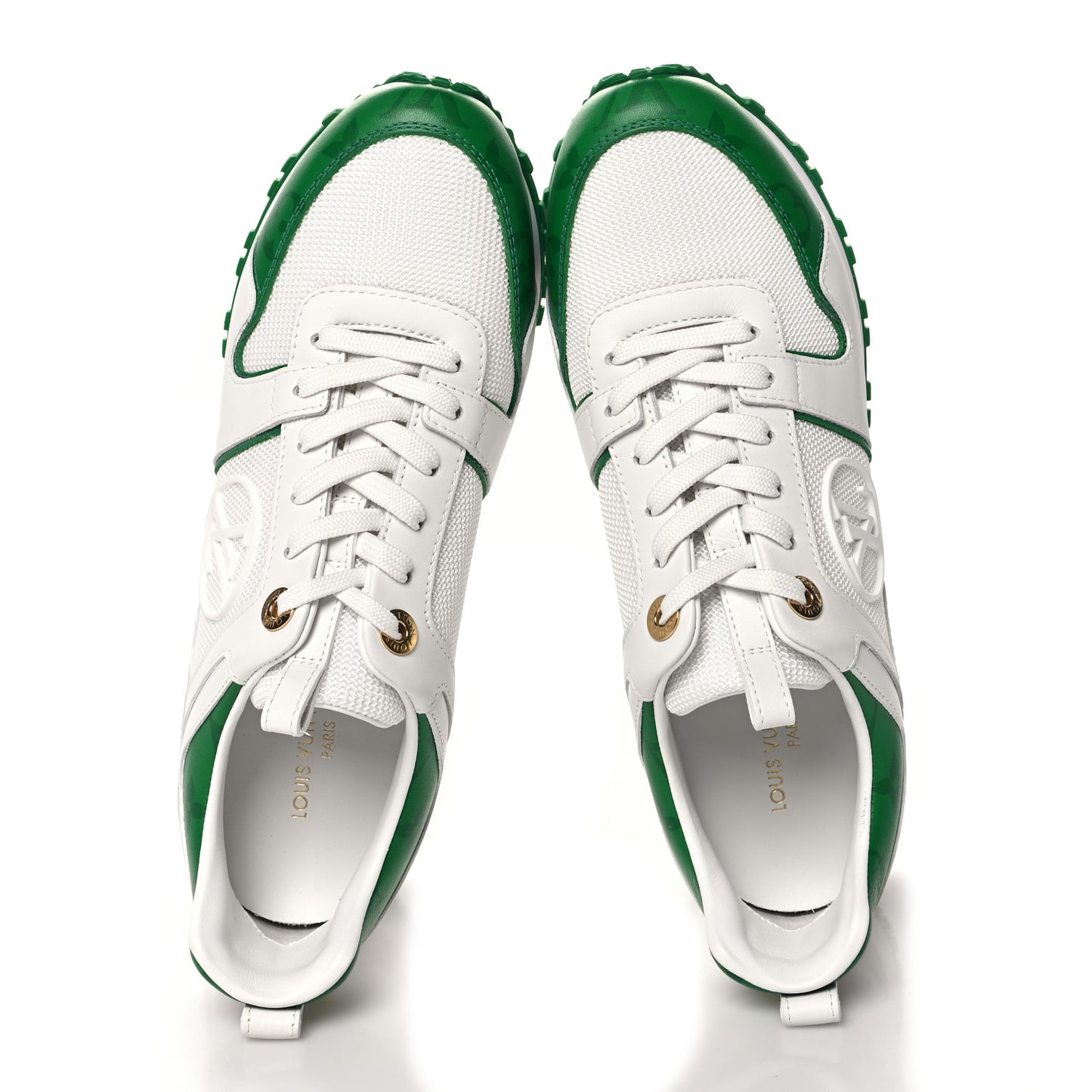 Calfskin Monogram Run Away Sneakers 37 White Green