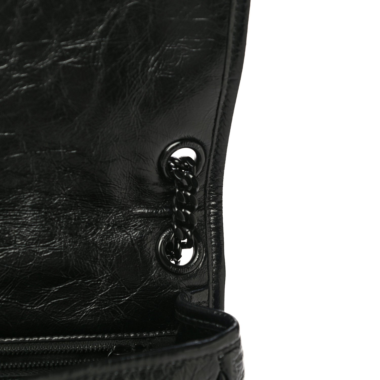 Saint Laurent Crinkled Calfskin Matelasse Monogram Medium Niki Chain Satchel Black 11 of 13