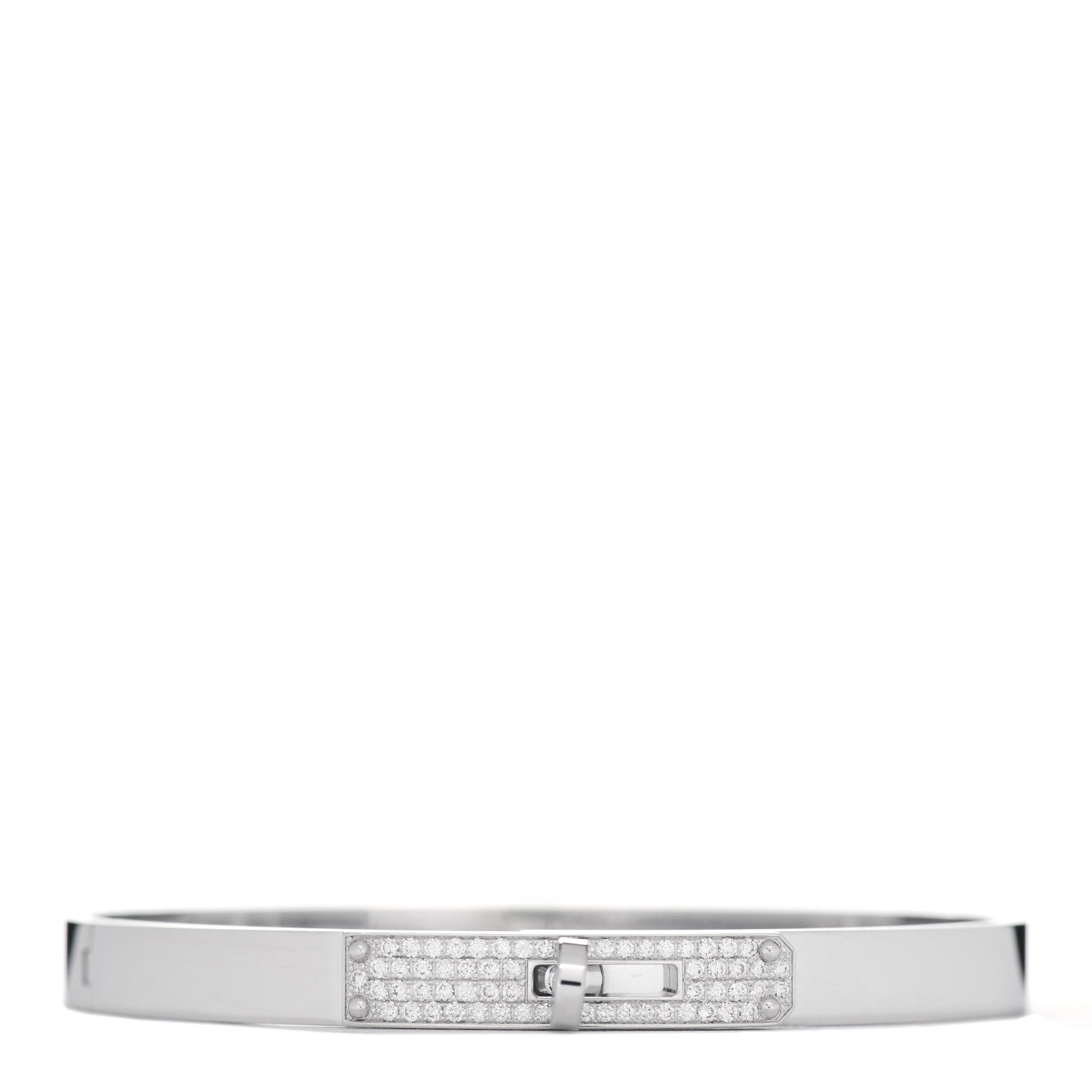 Hermes 18K White Gold Diamond PM Kelly Pave Bracelet SH 1 of 5
