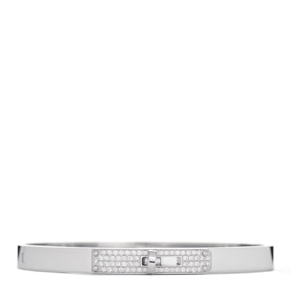 Hermes 18K White Gold Diamond PM Kelly Pave Bracelet SH 1 of 5