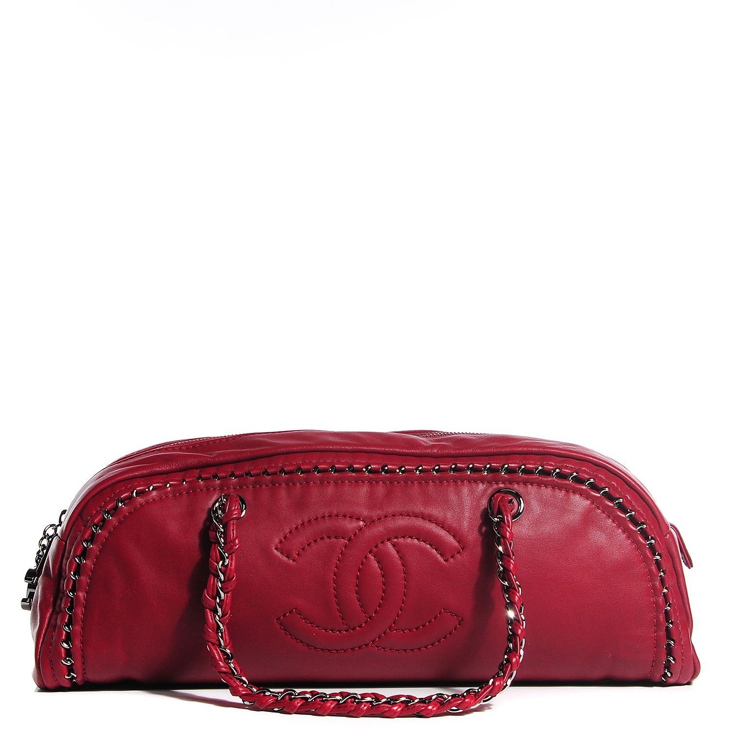 Chanel Smooth Calfskin Petit Luxe Ligne Bowler Red 1 of 7