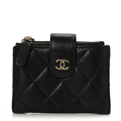 Chanel Lambskin Quilted Compact Zipped Pocket Wallet Black 1 of 9