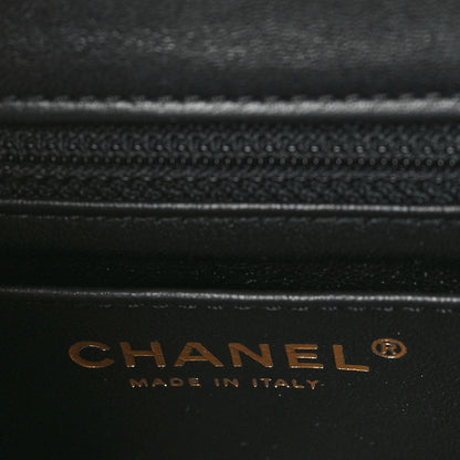 Chanel Lambskin Enamel Pearl Quilted Mini Charm Me Square Flap Black 6 of 9