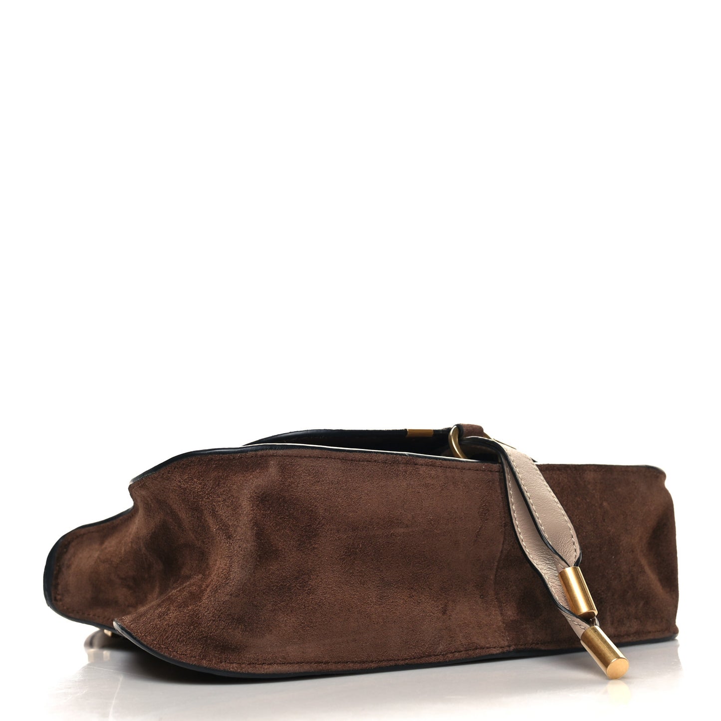 Suede Calfskin Braided Small Marcie Double Carry Pure Brown