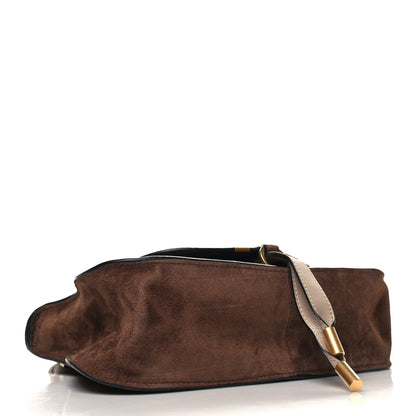 Chloe Suede Calfskin Braided Small Marcie Double Carry Pure Brown 4 of 10