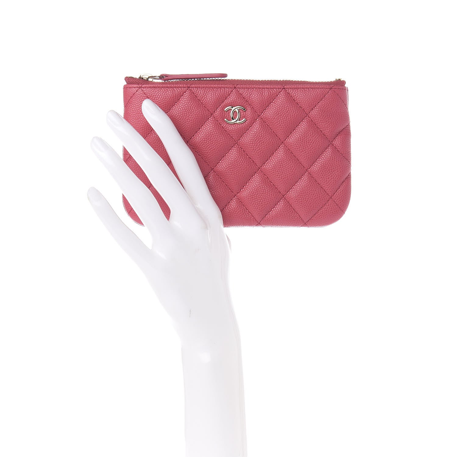 Chanel Caviar Quilted Small Cosmetic Case Dark Pink 2 of 7