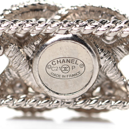 Chanel Pearl Crystal CC Hair Clip Barrette Silver 4 of 4