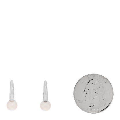 Mikimoto 18K White Gold Akoya Cultured Pearl 6.5mm Classic Elegance Hoop Earrings 2 of 4