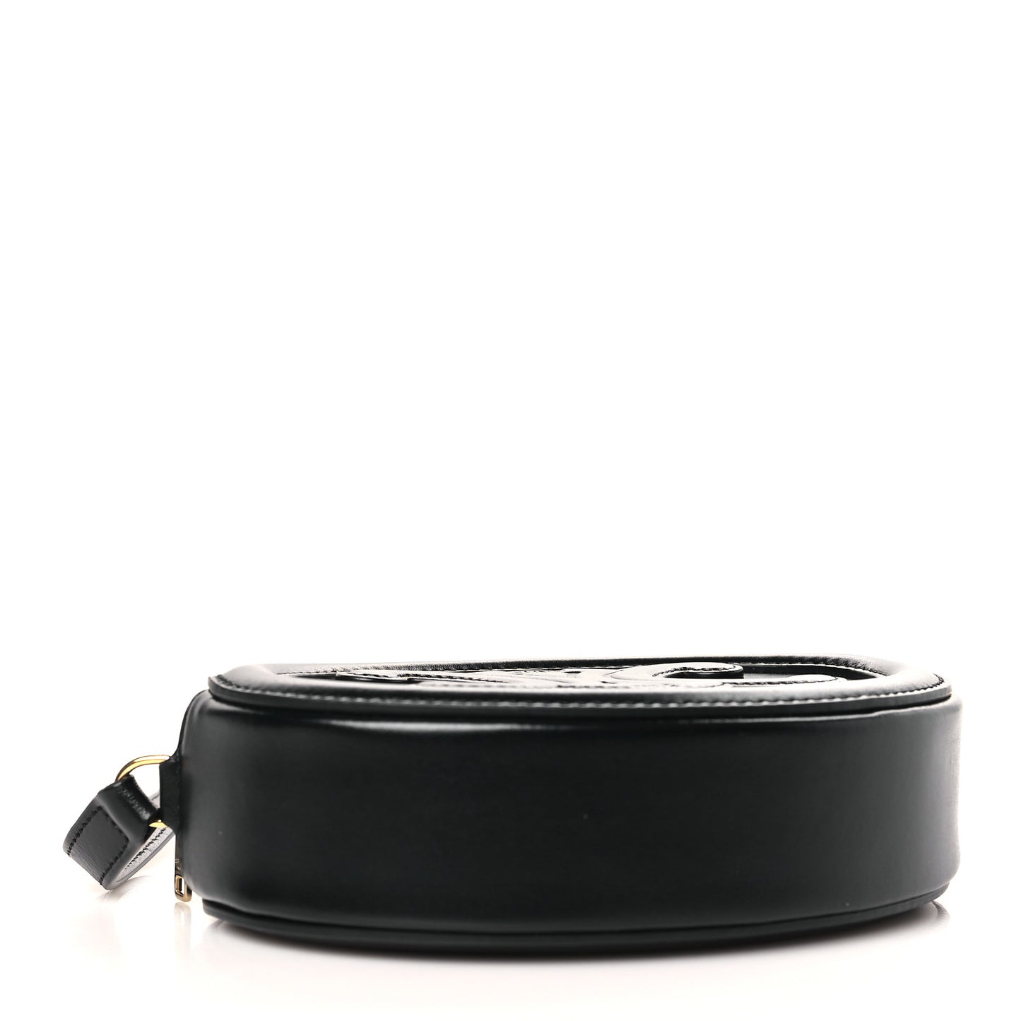 Smooth Calfskin Cuir Small Triomphe Oval Crossbody Purse Black
