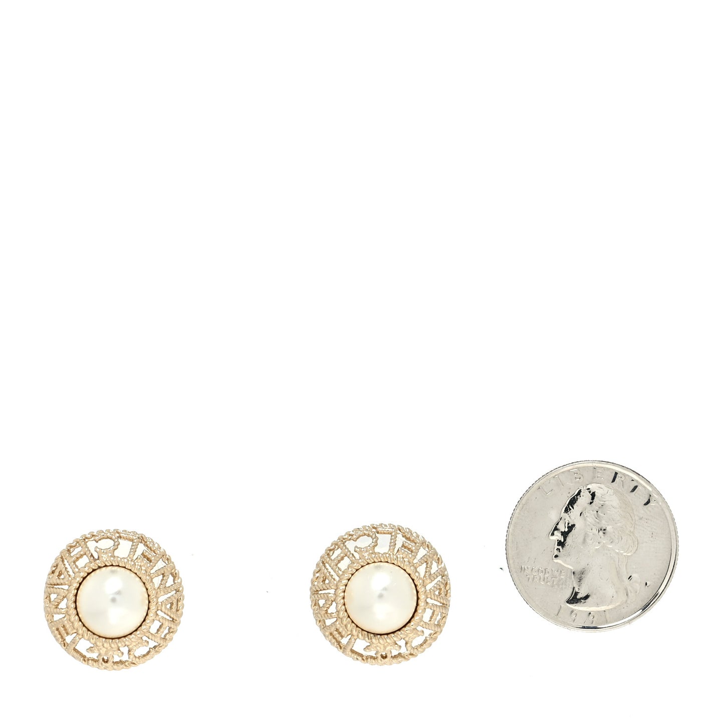 Pearl CC Round Rope Logo Earrings Gold