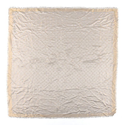 Louis Vuitton Silk Wool Monogram Shine Shawl Beige 1 of 4
